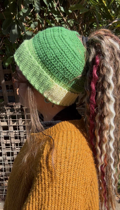 Light Green Mixed Colour Beanie With Hole