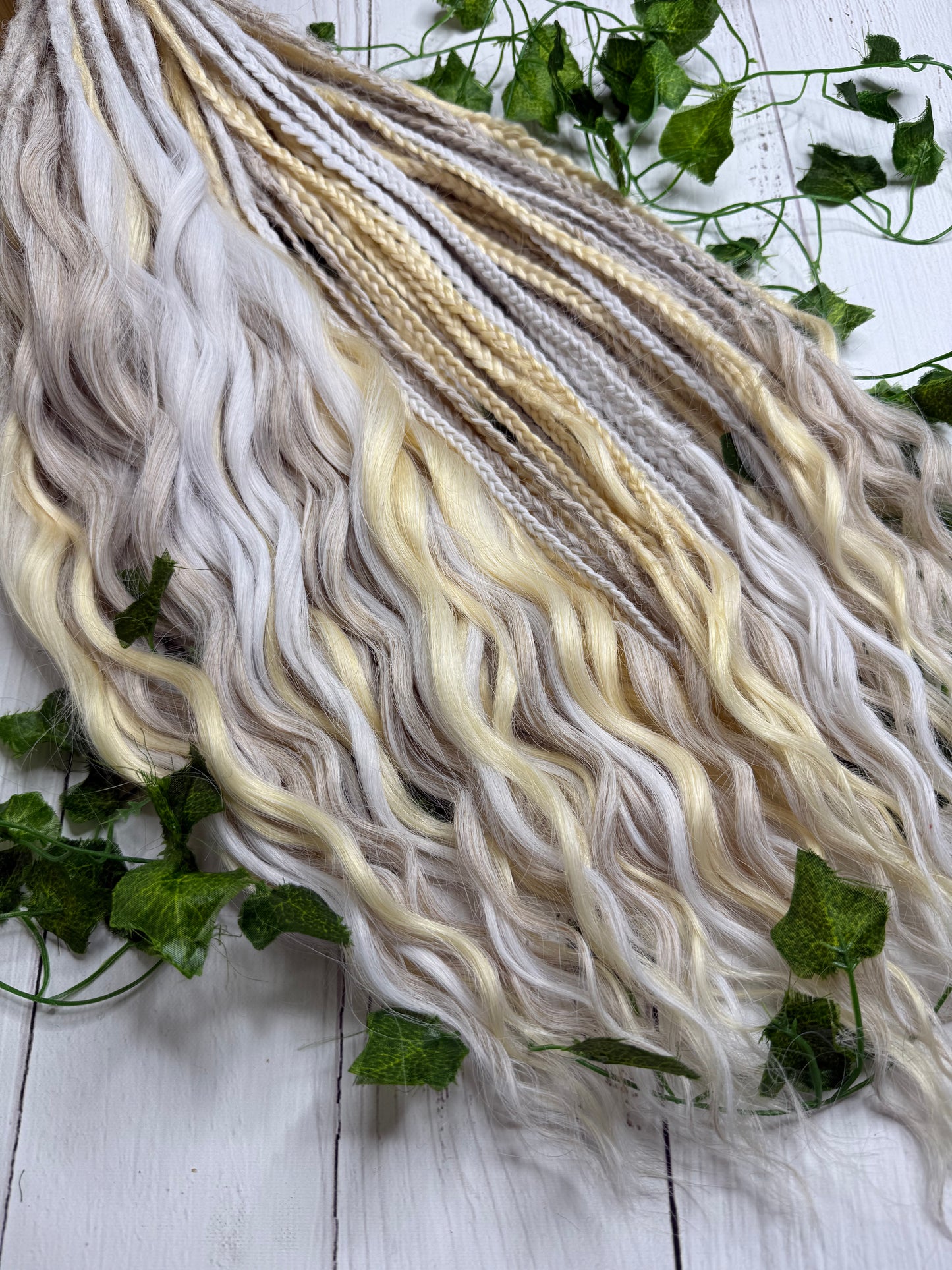 Set of 50, Full Head Anna Wave Extensions with Braided side