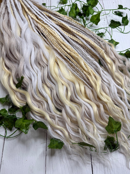 Set of 50, Full Head Anna Wave Extensions with Braided side