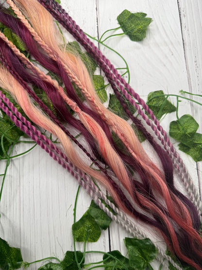 Set of 8, 64cm Sugar Plum Blend Mixed Texture Synthetic Extensions