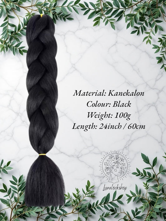 Black Kanekalon Synthetic Hair 60cm 100g