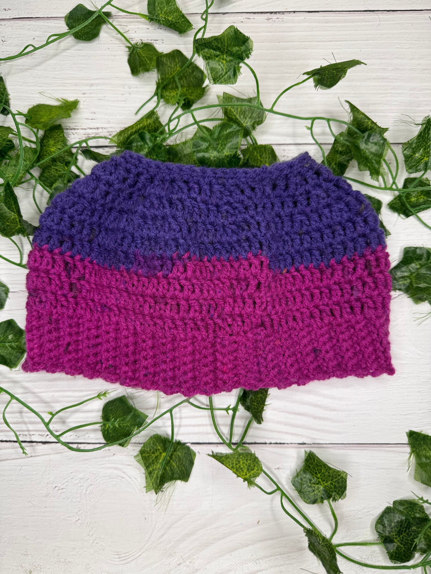Purple Mixed Colour Beanie With Hole