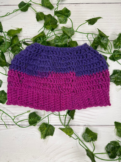 Purple Mixed Colour Beanie With Hole