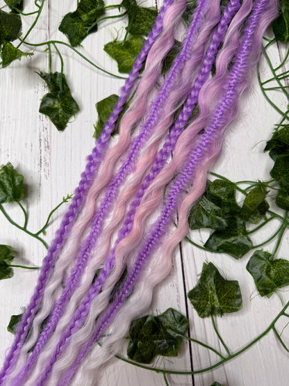 Set of 4, 52-59cm Lavender Blush Mixed Texture Synthetic Extensions
