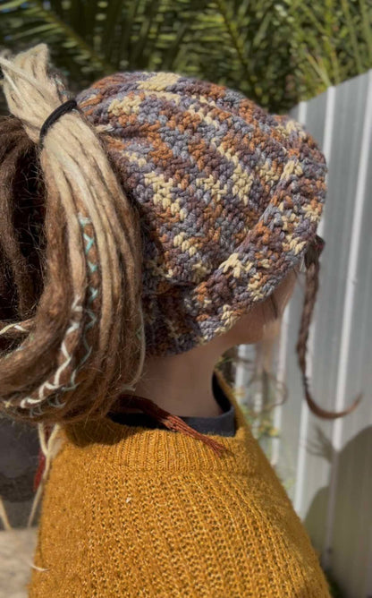 Autumn Tone Blend Handmade Beanie with hole