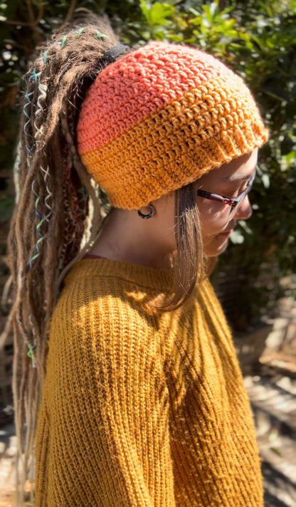 Amber Handmade Beanie With Hole
