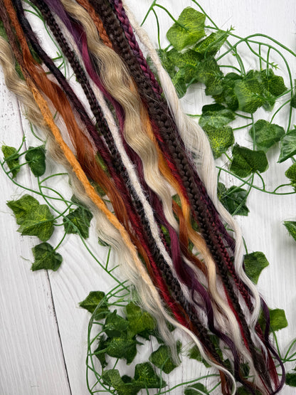 Set of 8, 51-69cm Amber Plum Blend Mixed Texture Synthetic Extensions