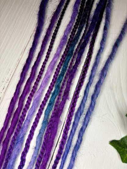 Set of 9, 53-63cm Deep Purple and Blue Synthetic Extensions