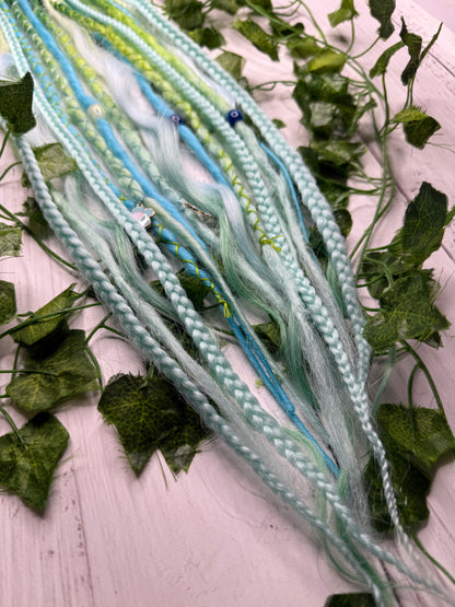 Set of 11, Seafoam Blend Mixed Texture Synthetic Extensions