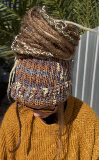 Autumn Tone Blend Handmade Beanie with hole