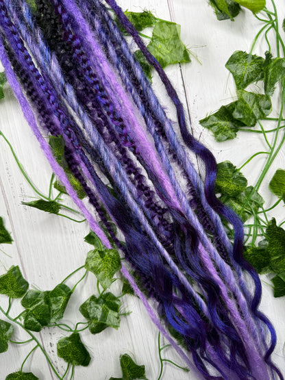 Set of 8, 58-67cm Purple Blend Mixed Texture Synthetic Extensions