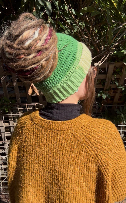 Light Green Mixed Colour Beanie With Hole