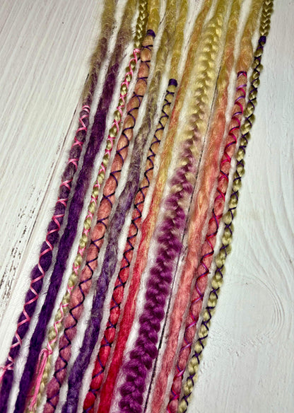 Set of 8, 49-52cm Blonde to Pink/Purple Synthetic Extensions