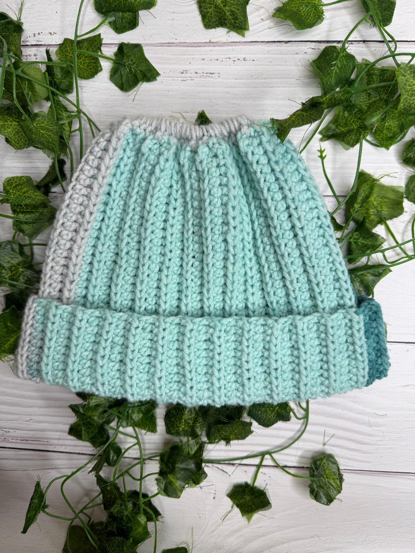 Blue Mixed Colour Beanie With Hole