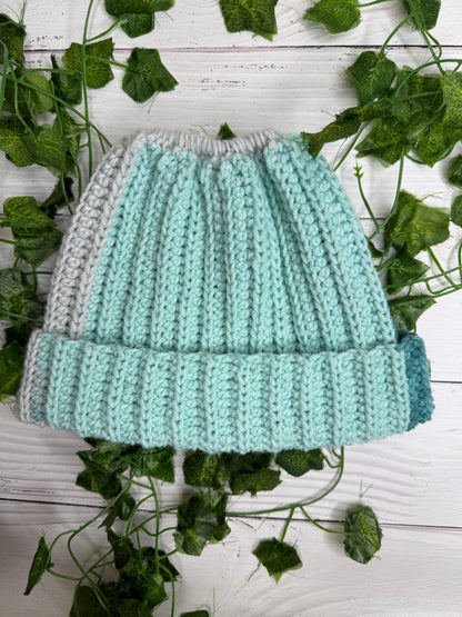 Blue Mixed Colour Beanie With Hole