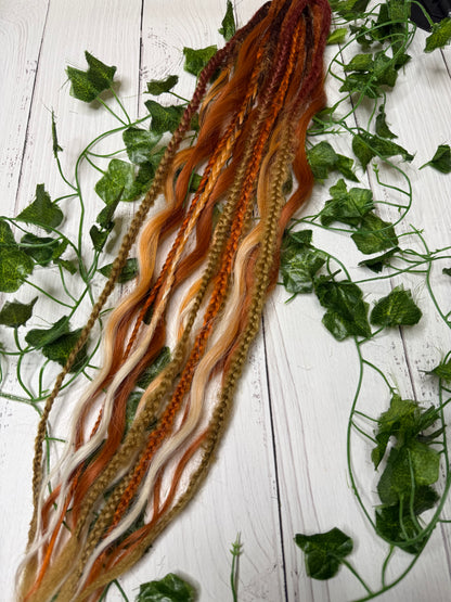 Set of 7, 59-65cm Tangerine Temptation Mixed Texture Synthetic Extensions