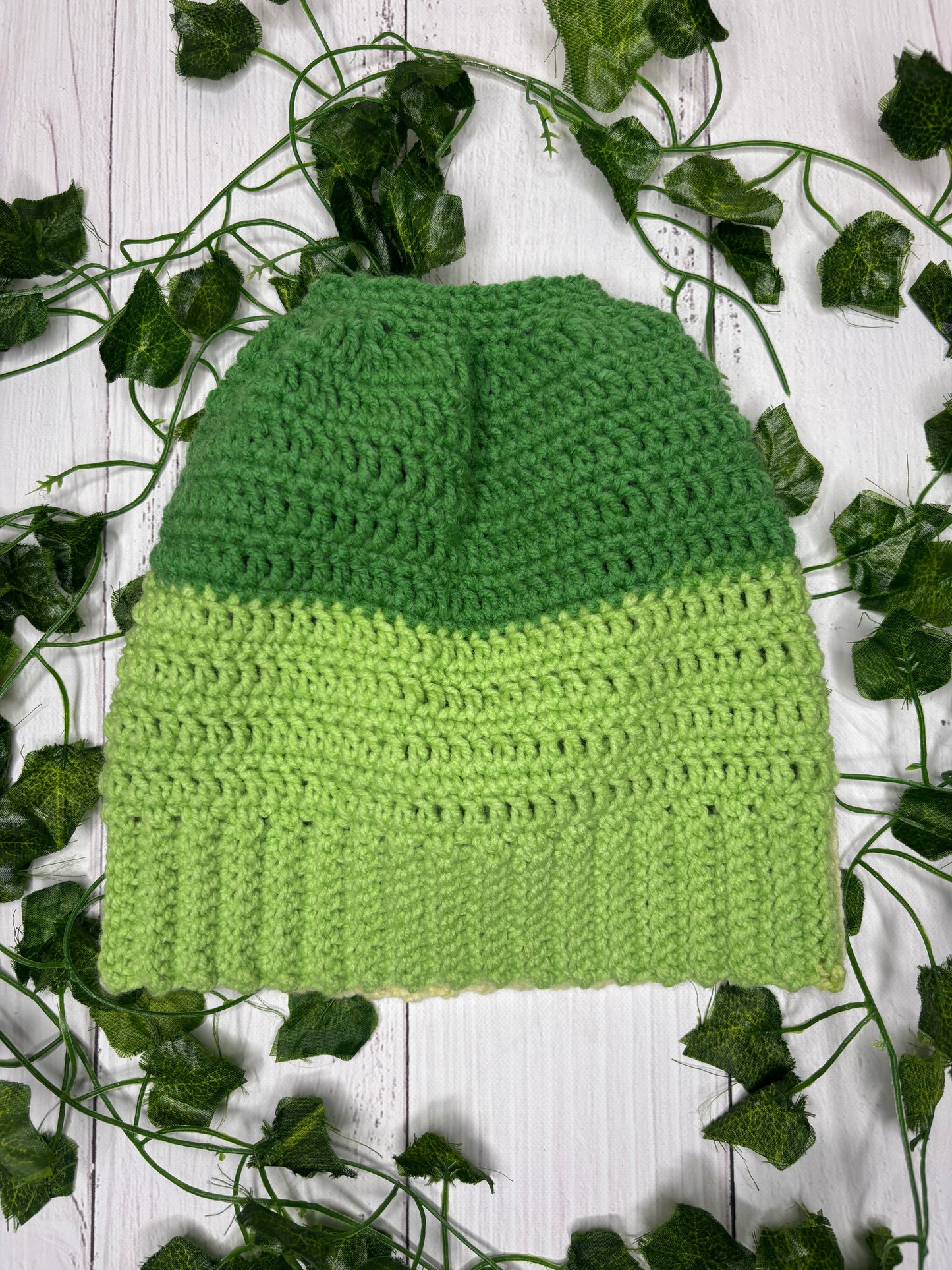 Light Green Mixed Colour Beanie With Hole