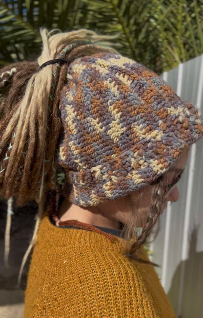 Autumn Tone Blend Handmade Beanie with hole
