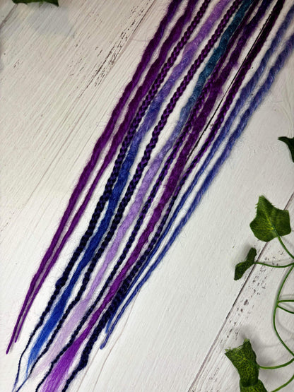 Set of 9, 53-63cm Deep Purple and Blue Synthetic Extensions