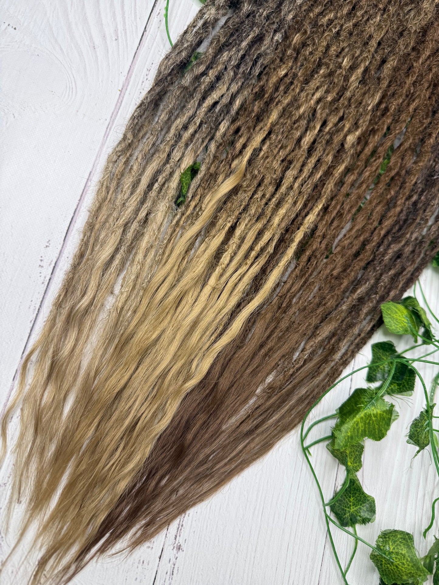 Set of 30, Brown Blend, Dreadlock Extensions with loose ends