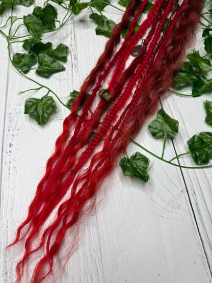 Set of 4, 55-68cm Ruby Flame Mixed Texture Synthetic Extensions