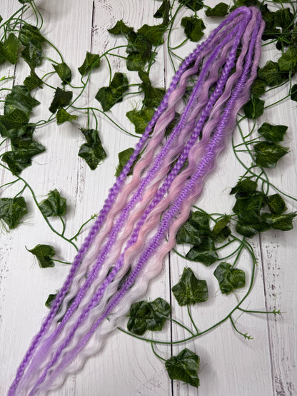Set of 4, 52-59cm Lavender Blush Mixed Texture Synthetic Extensions