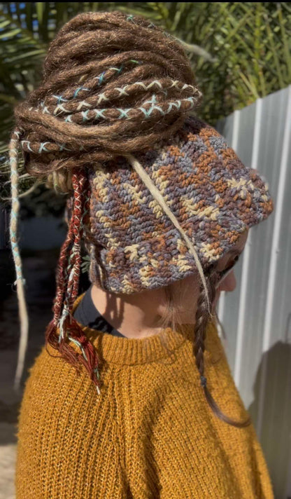 Autumn Tone Blend Handmade Beanie with hole