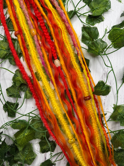 Set of 7, 51-63cm Inferno Glow Blend Mixed Texture Synthetic Extensions