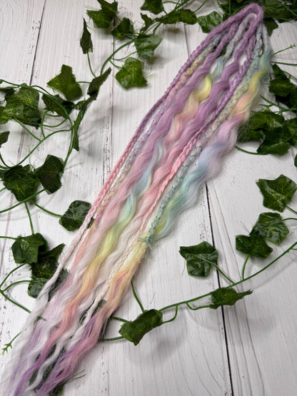 Set of 4, 56-58cm Blush Fern Blend Mixed Texture Synthetic Extensions