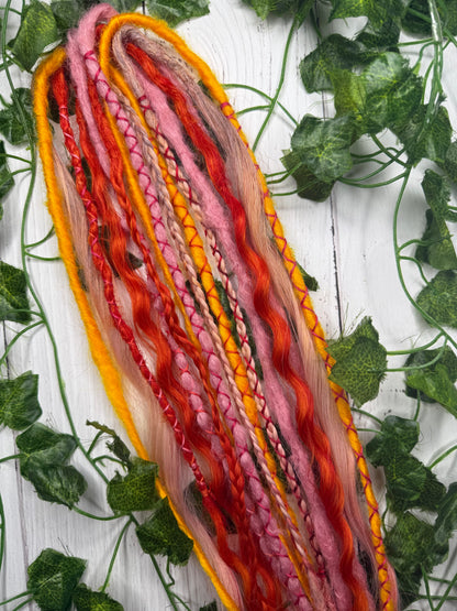 Set of 8, 52-61cm Summer Sunset Blend Mixed Texture Synthetic Extensions