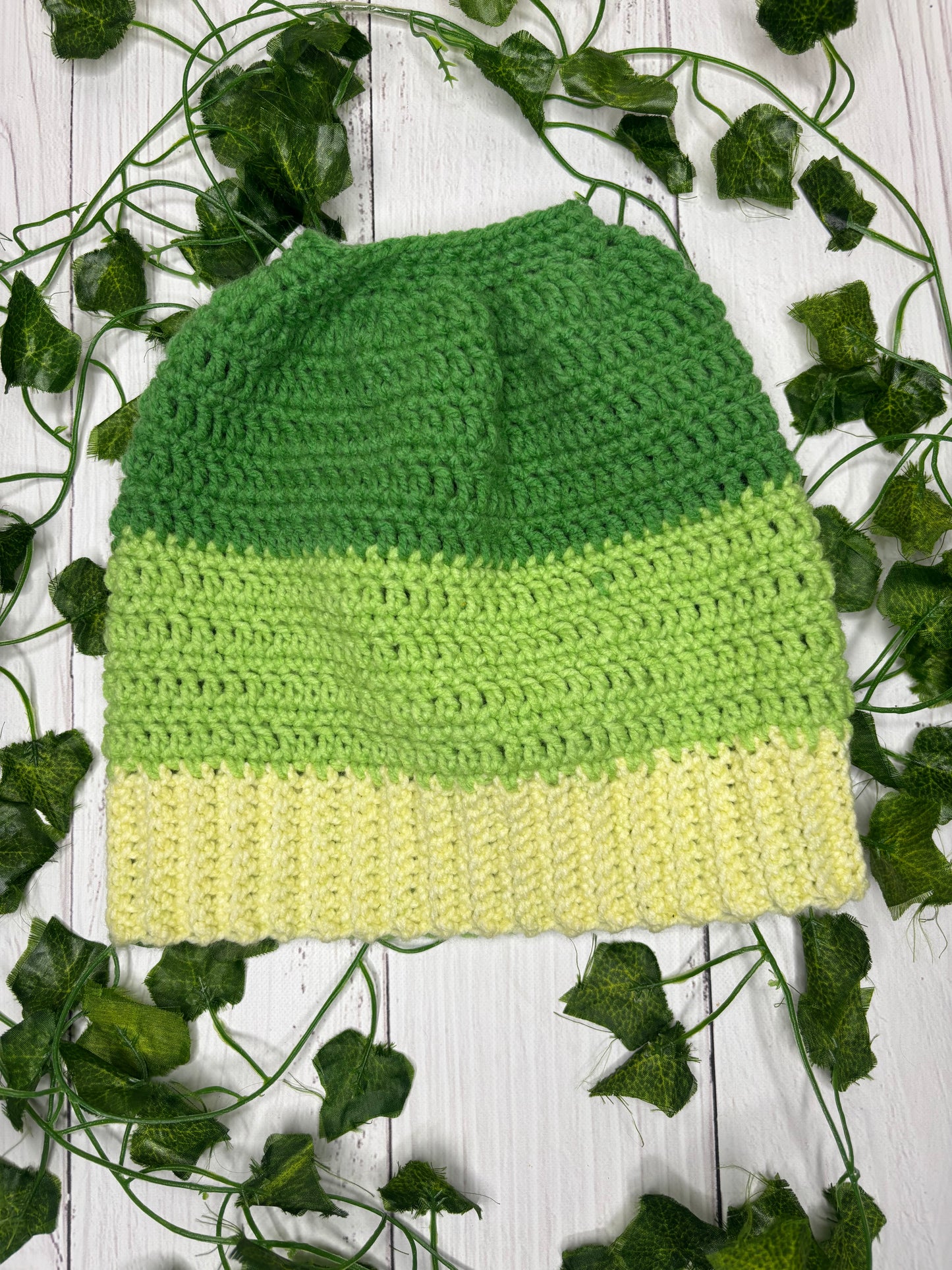 Light Green Mixed Colour Beanie With Hole