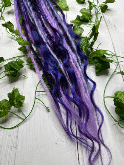 Set of 8, 58-67cm Purple Blend Mixed Texture Synthetic Extensions