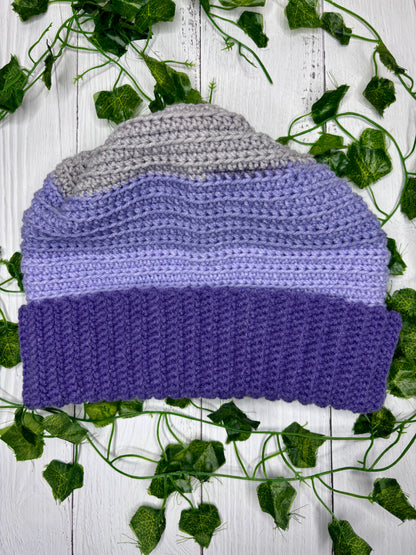 Purple And Grey Reversible Beanie
