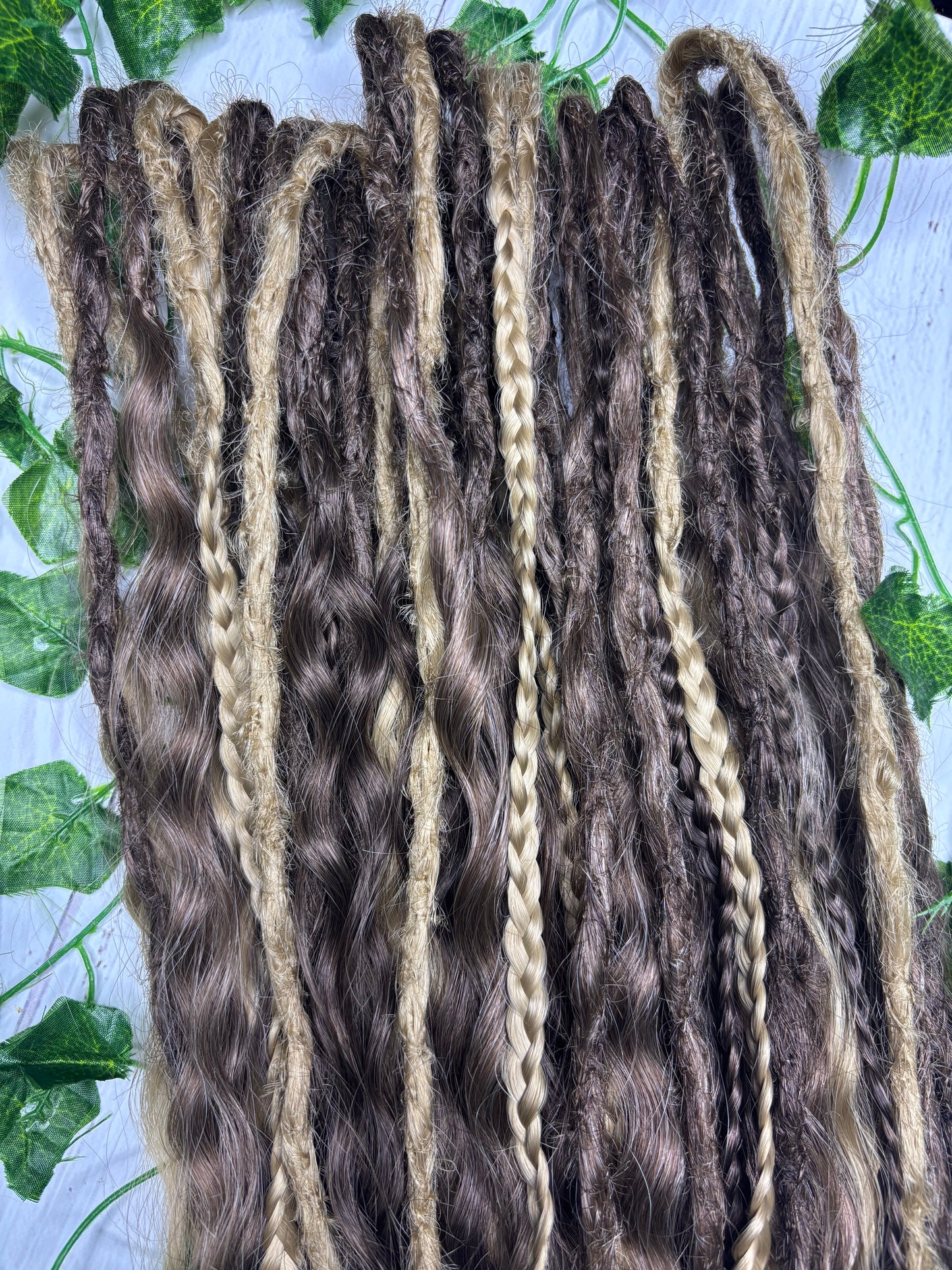 Set of 30 Brown Mixed Texture Synthetic Dreadlock Extensions (only available for online purchase)