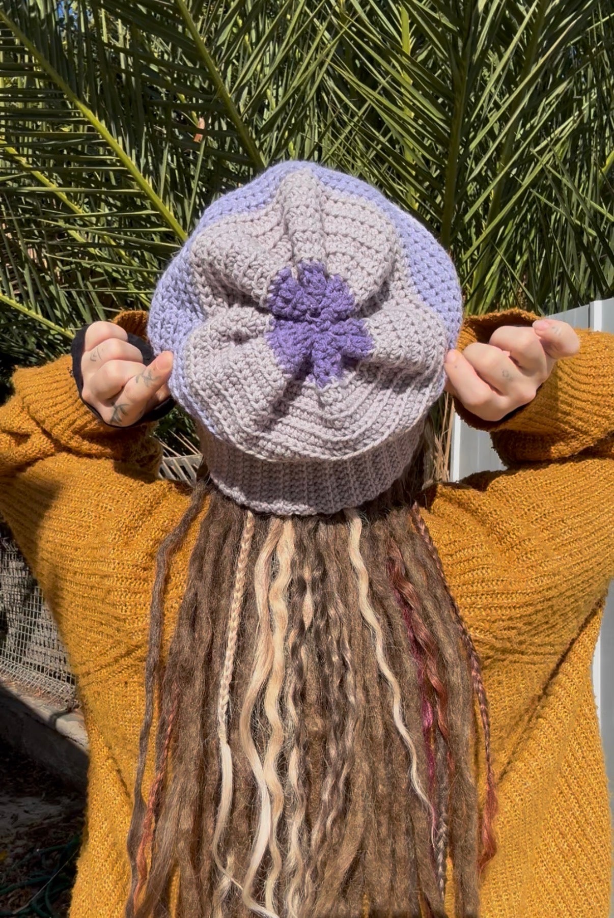 Purple And Grey Reversible Beanie
