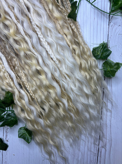 Set of 28 Blonde Mixed Texture Synthetic Dreadlock Extensions (only available for online purchase)