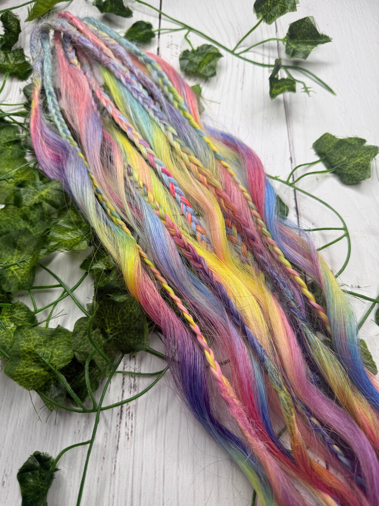 Set of 6, 64cm Rainbow Blend Mixed Texture Synthetic Extensions