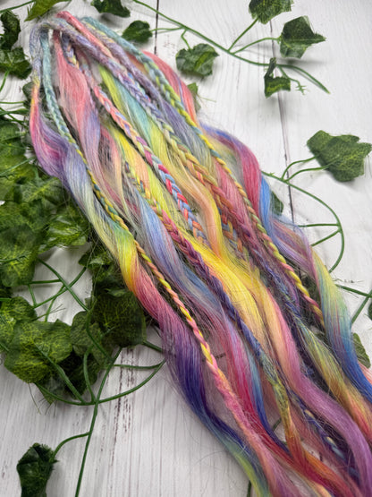 Set of 6, 64cm Rainbow Blend Mixed Texture Synthetic Extensions