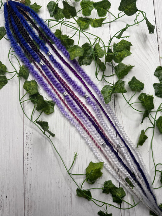 Set of 6, 57-63cm Purple Blue Blend Synthetic Extensions