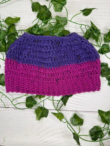 Purple Mixed Colour Beanie With Hole