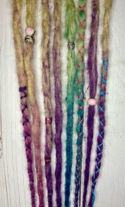 Set of 4, 45-50cm Blonde to Purple, Blue and Pink Synthetic Extensions (only available for online order)