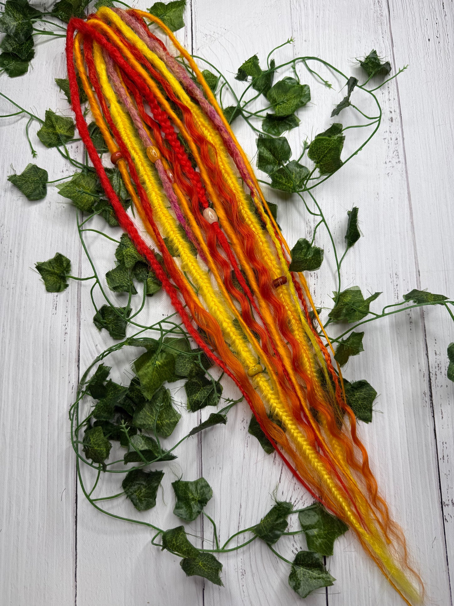 Set of 7, 51-63cm Inferno Glow Blend Mixed Texture Synthetic Extensions