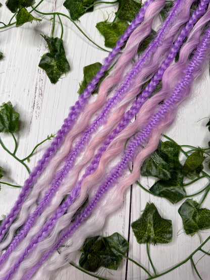 Set of 4, 52-59cm Lavender Blush Mixed Texture Synthetic Extensions
