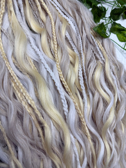 Set of 50, Full Head Anna Wave Extensions with Braided side