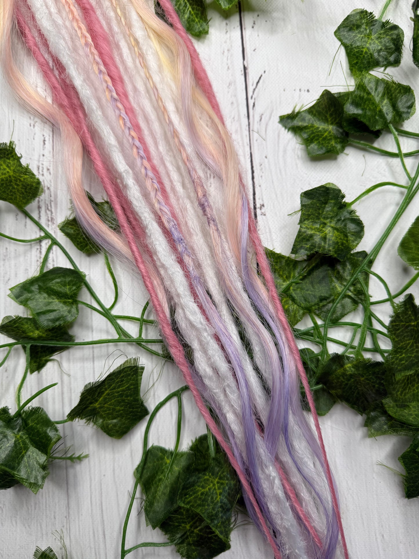 Set of 6, 58-64cm Pastel Pink Mixed Texture Synthetic Extensions