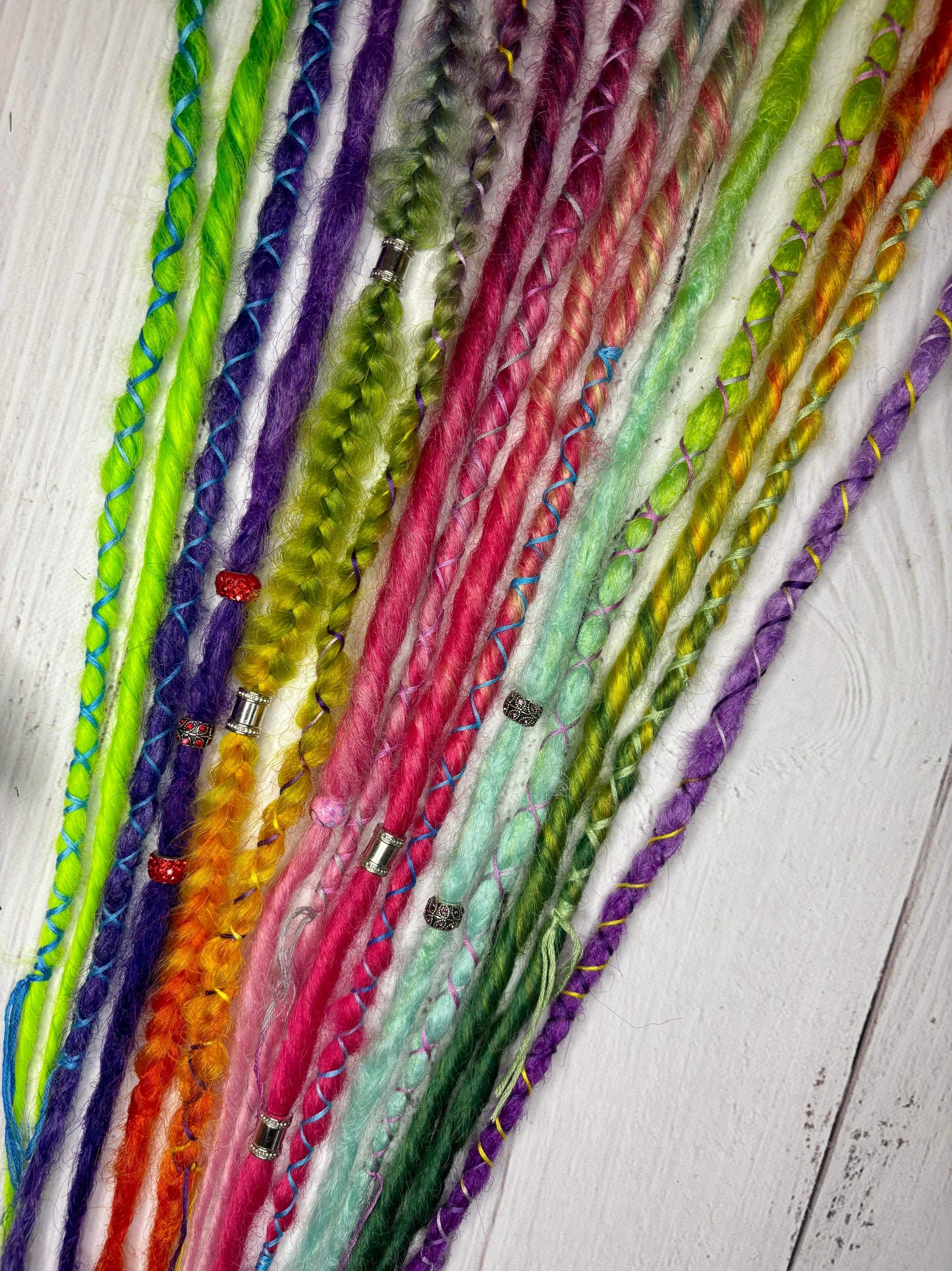 Set of 8, 49-54cm Bright Rainbow Synthetic Extensions