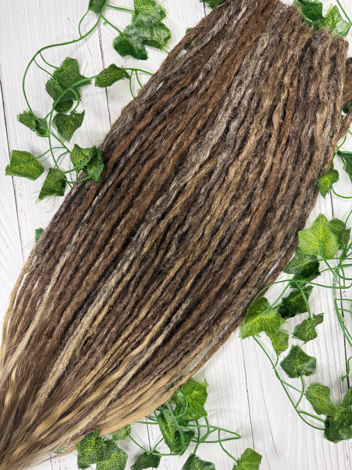 Set of 30, Brown Blend, Dreadlock Extensions with loose ends