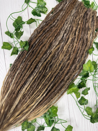 Set of 30, Brown Blend, Dreadlock Extensions with loose ends