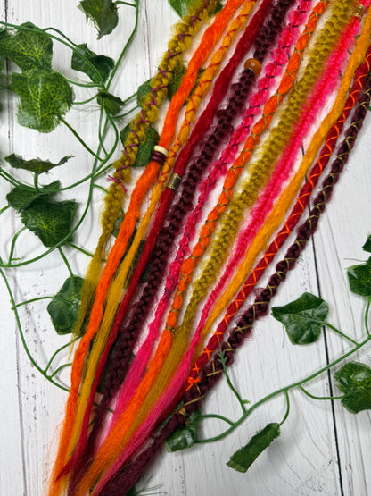 Set of 6, 50-63cm Sunset Ember Mixed Texture Synthetic Extensions
