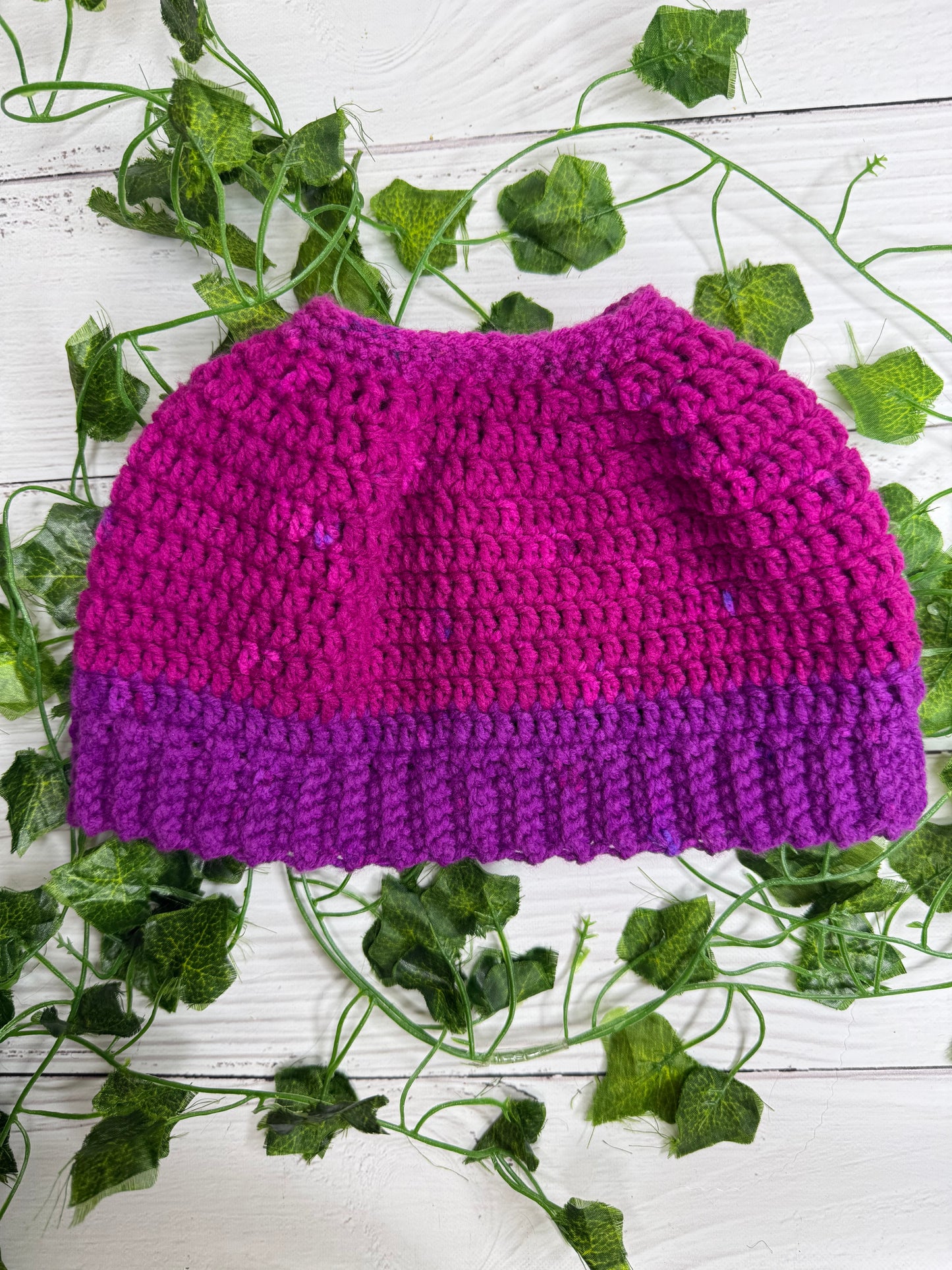 Purple Mixed Colour Beanie With Hole
